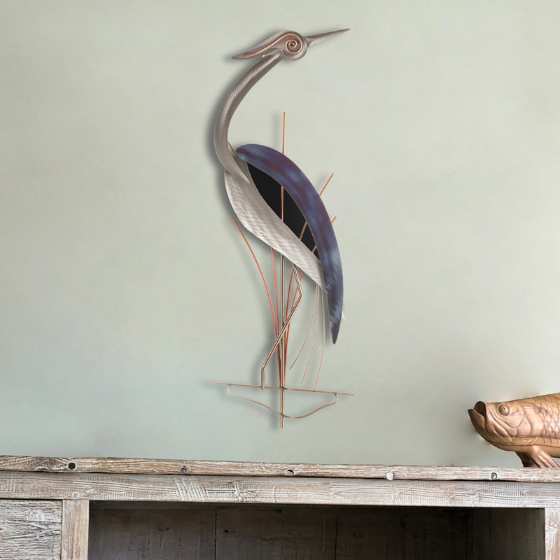 Dovecove Heron Right Metal Bird Wall Décor & Reviews Wayfair